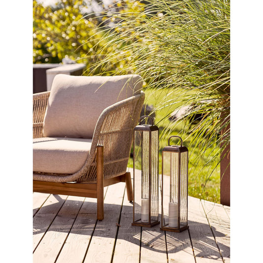House Nordic ApS - Herslev Lantaarn, glas/metaal, antiek messing look, 12x12x60 cm - Deco Delights