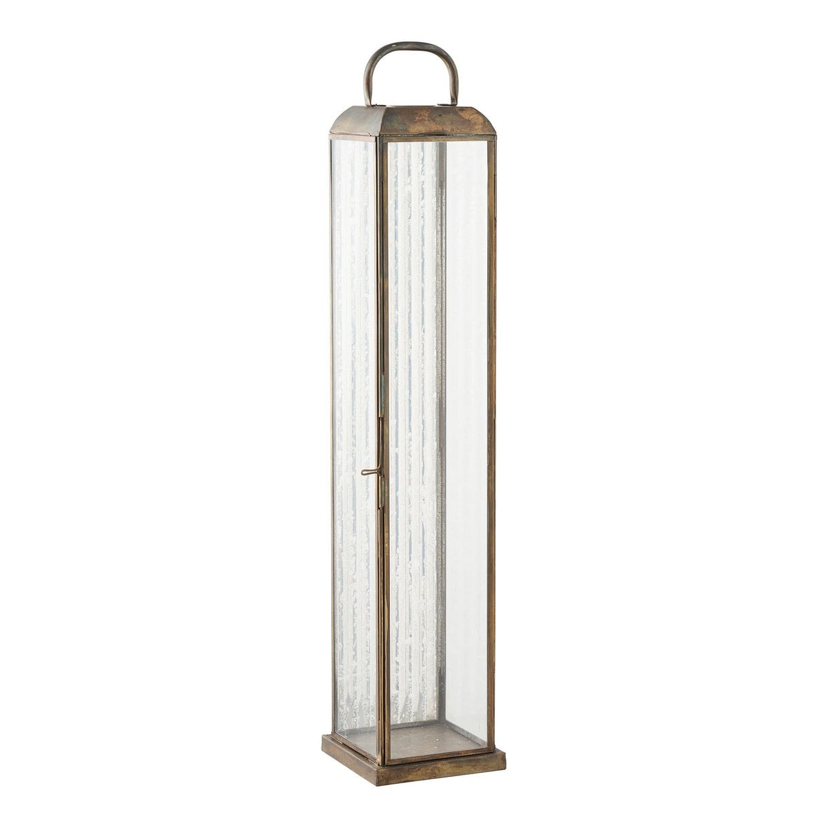 House Nordic ApS - Herslev Lantaarn, glas/metaal, antiek messing look, 12x12x60 cm - Deco Delights