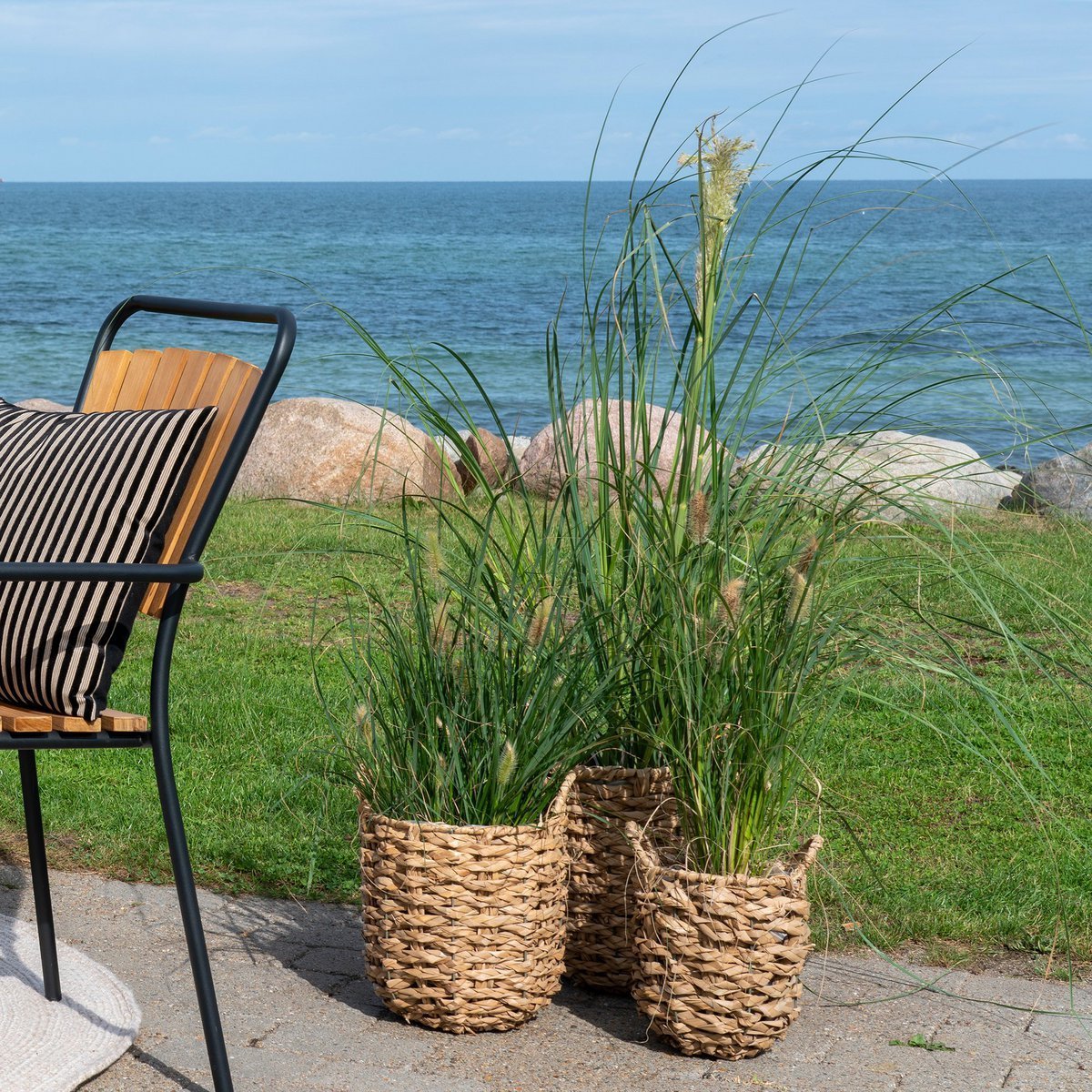 House Nordic ApS - Hue Planter - Plantenbak, zeegras, rond, naturel, set van 3 - Deco Delights