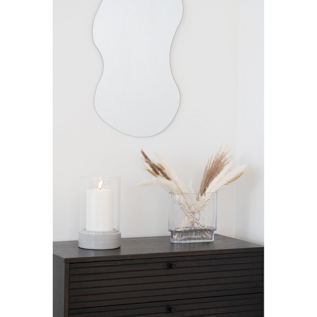 House Nordic ApS - Hurricane Candle Holder - Grijs keramisch/glas, 16x16x25,5 cm - Deco Delights