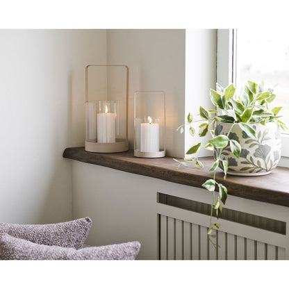 House Nordic ApS - Hurricane kandelaar, glas/metaal, beige, set van 2 - Deco Delights
