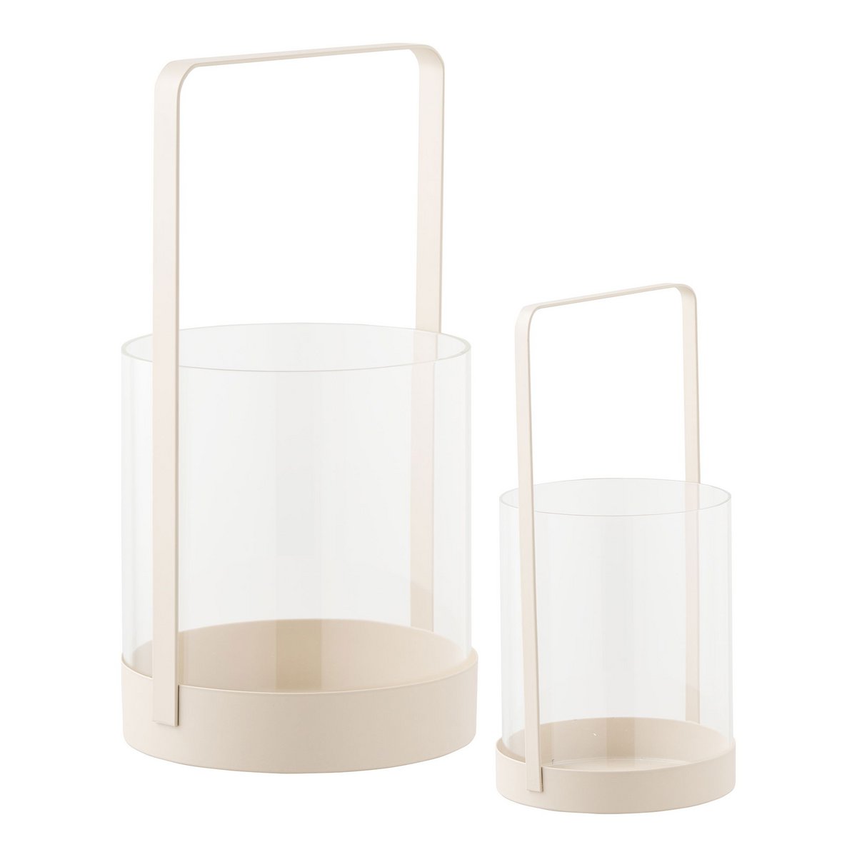 House Nordic ApS - Hurricane kandelaar, glas/metaal, beige, set van 2 - Deco Delights