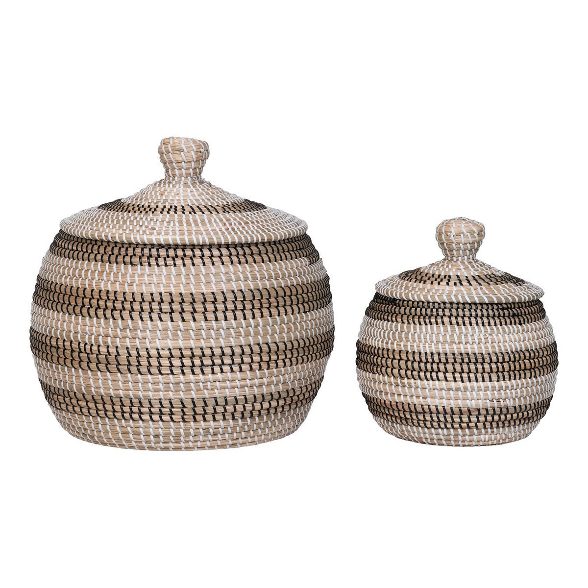 House Nordic ApS - Ipoh Basket - Mand, zeegras, naturel/wit/zwart, set van 2 - Deco Delights