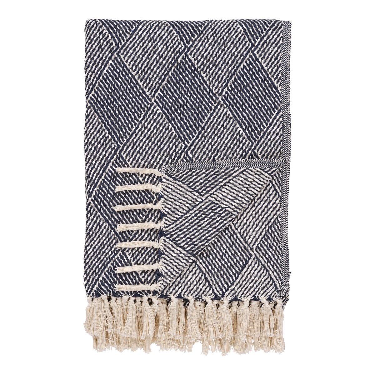 House Nordic ApS - Izmir Plaid - Blauw, Katoen, Polyester, 130x180 cm - Deco Delights