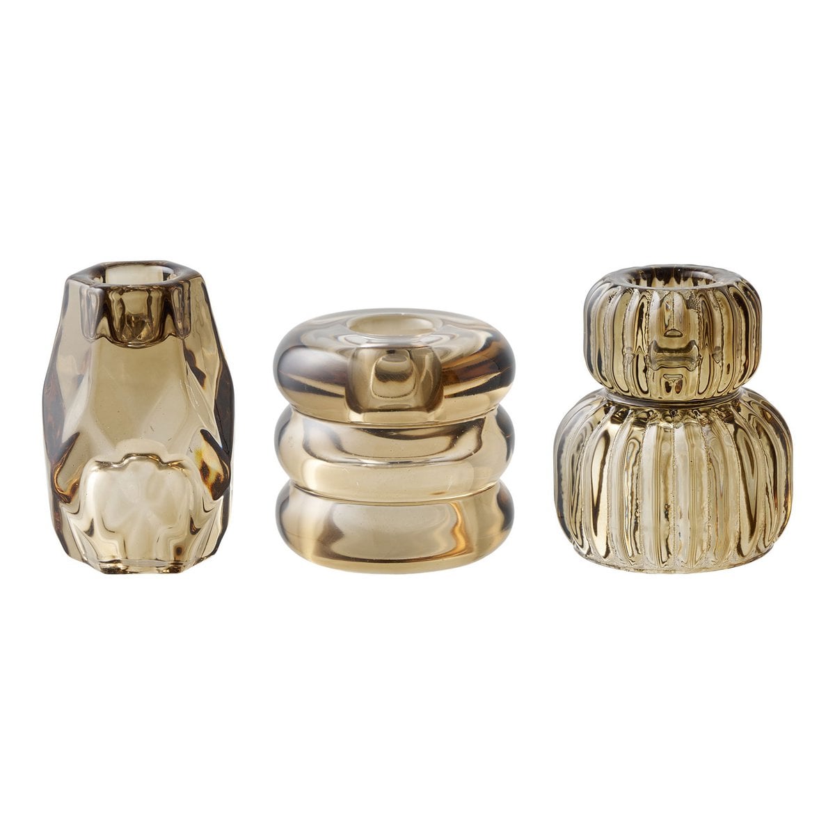 House Nordic ApS - Kaarshouder, glas, gerookt bruin, set van 3 - Deco Delights