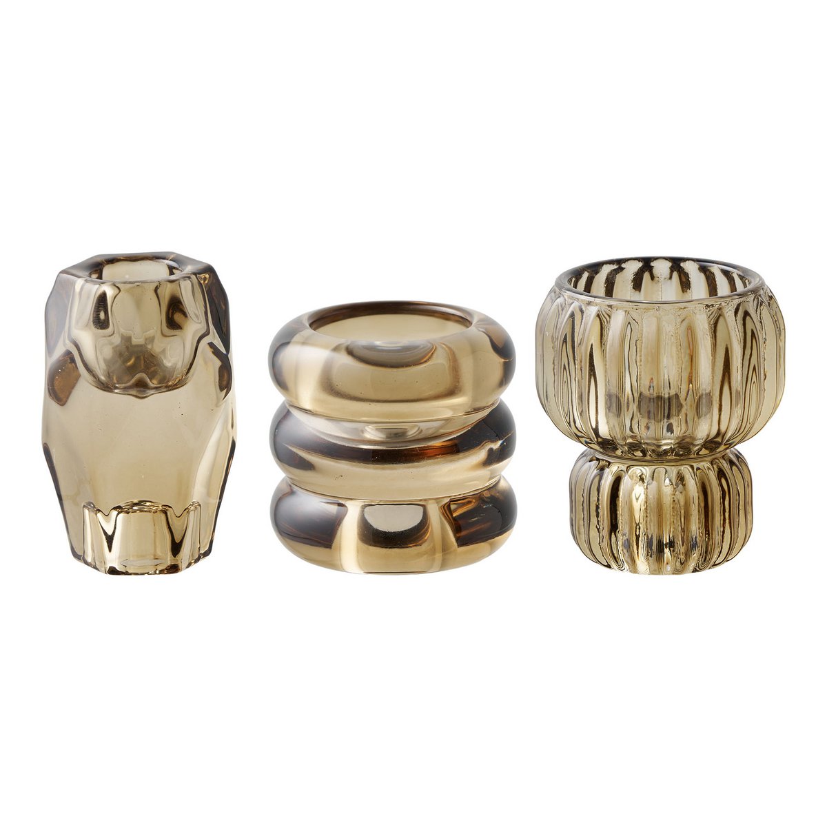 House Nordic ApS - Kaarshouder, glas, gerookt bruin, set van 3 - Deco Delights