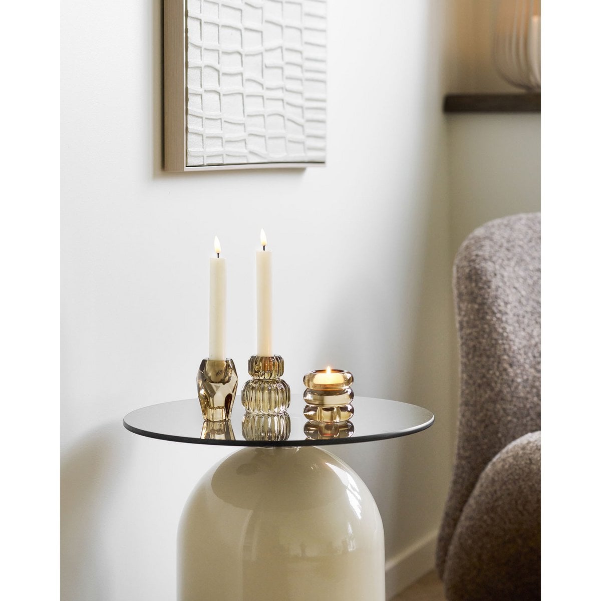 House Nordic ApS - Kaarshouder, glas, gerookt bruin, set van 3 - Deco Delights