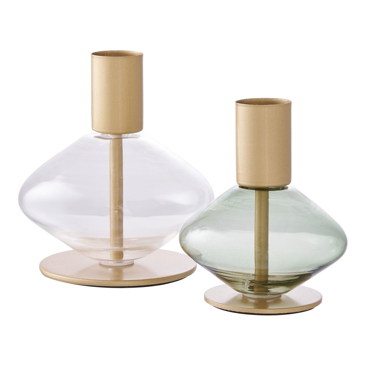 House Nordic ApS - Kaarshouder - Goud/groen, helder, glas en metaal - Set van 2 - Deco Delights