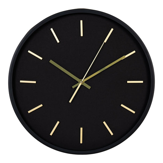 House Nordic ApS - Kensington Wandklok - Wandklok, zwart, geruisloos uurwerk, rond, ø35 cm - Deco Delights