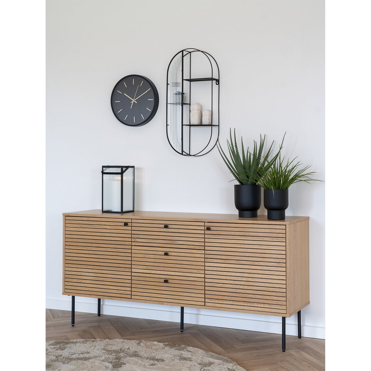 House Nordic ApS - Kensington Wandklok - Wandklok, zwart, geruisloos uurwerk, rond, ø35 cm - Deco Delights