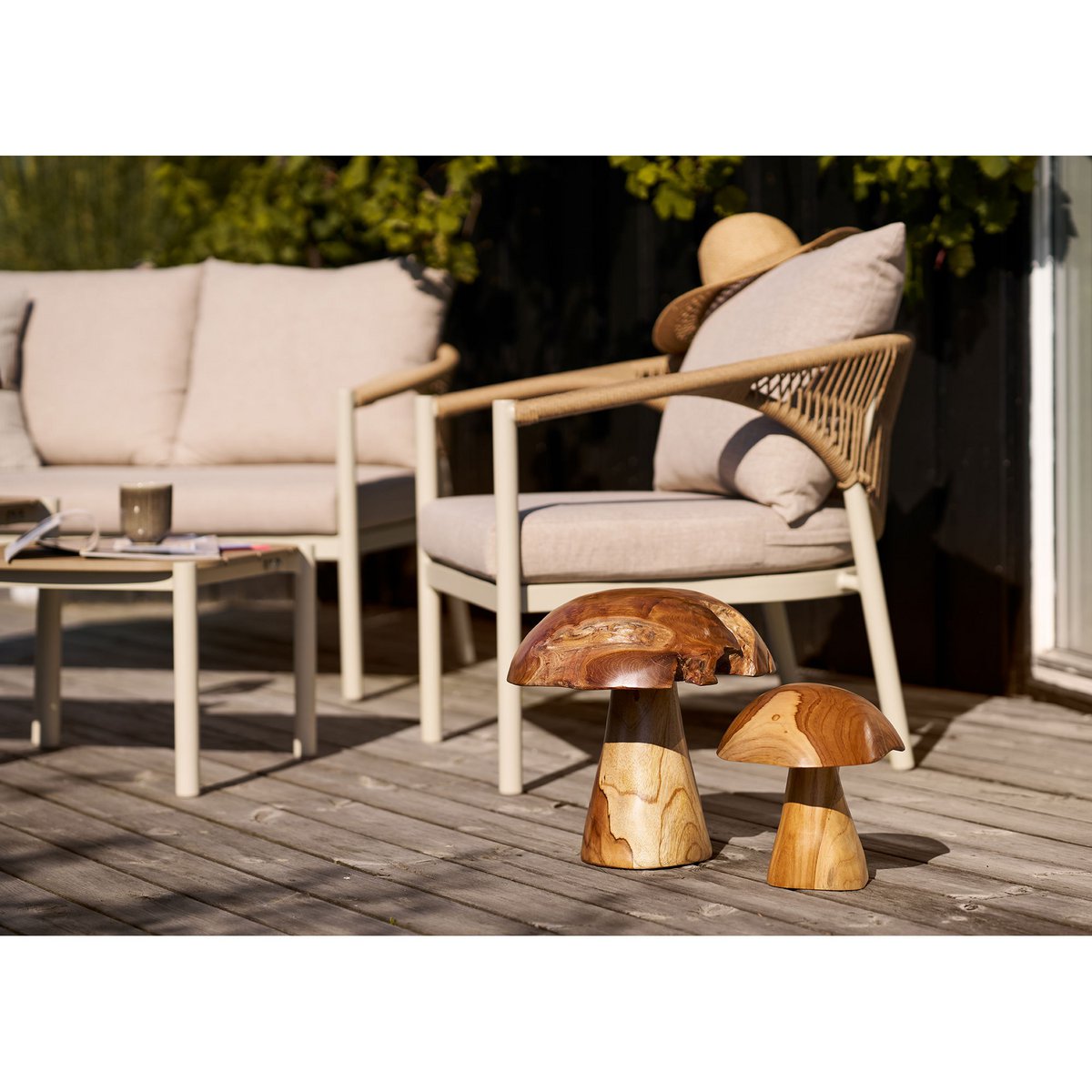 House Nordic ApS - Kodi Decoratie paddestoelen, teak, naturel, set van 2 - Deco Delights