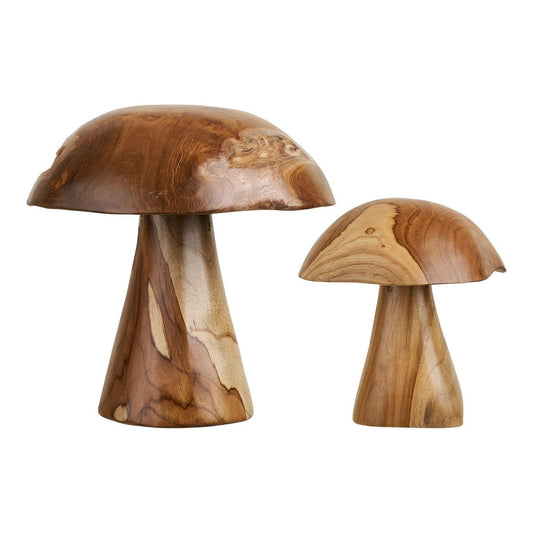 House Nordic ApS - Kodi Decoratie paddestoelen, teak, naturel, set van 2 - Deco Delights
