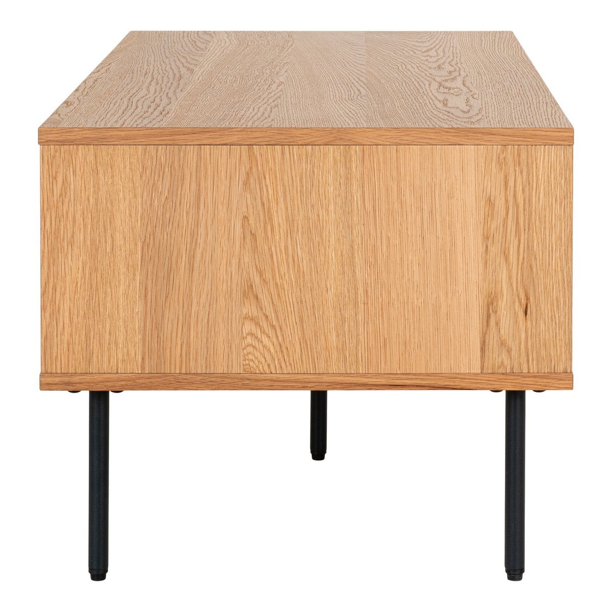 House Nordic ApS - Kyoto Coffee Table - Salontafel, eikenfineer, zwart metalen poten, 2 laden, 50x100x45 cm - Deco Delights