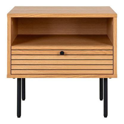 House Nordic ApS - Kyoto Side Table - Bijzettafel, eikenfineer, zwart metalen poten, 1 lade, 50x40x50 cm - Deco Delights