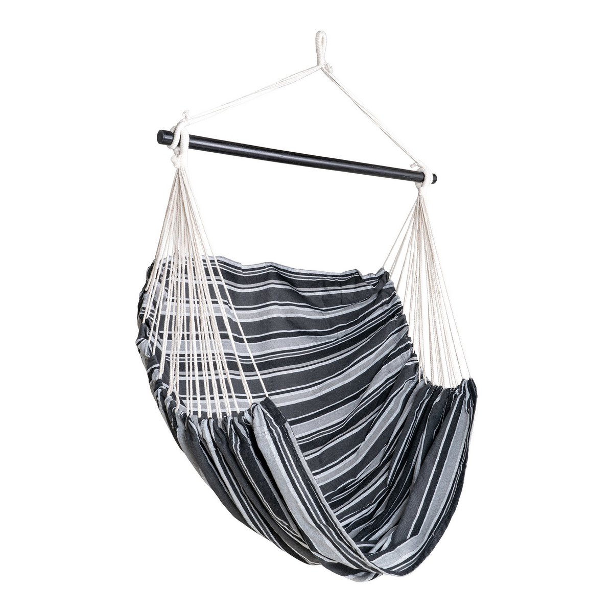 House Nordic ApS - Lamia Hangstoel - Hangstoel, polyester/katoen, lariks, zwart/grijs/wit - Deco Delights