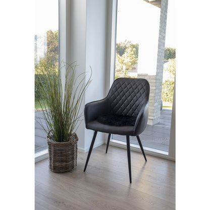 House Nordic ApS - Lamsleren Zitting Kunstmatig - Zwart, Polyester, Ø35x6,5 cm - Deco Delights
