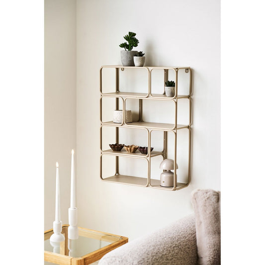 House Nordic ApS - Lanciano Wandplank, metaal, beige, 48x18x64 cm - Deco Delights