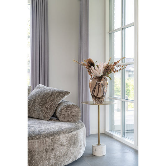 House Nordic ApS - Lecco Bijzettafel - Bijzettafel in messing en marmer Ø41x58 cm - Deco Delights