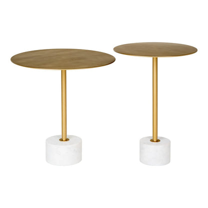 House Nordic ApS - Lecco Bijzettafel - Messing/Marmer, Marmer, Staal, 51x52cm - Deco Delights
