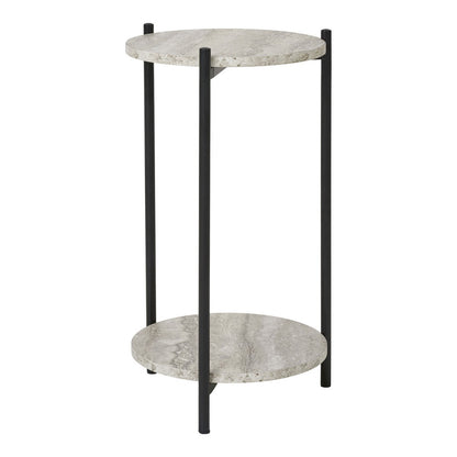 House Nordic ApS - Leuven Bijzettafel - Zwart/Beige, Staal, MDF, Ø27x46cm - Deco Delights