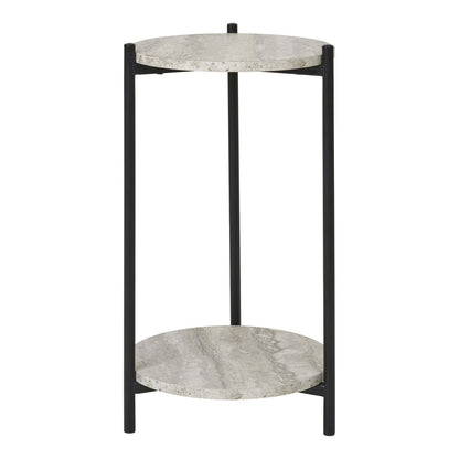 House Nordic ApS - Leuven Bijzettafel - Zwart/Beige, Staal, MDF, Ø27x46cm - Deco Delights