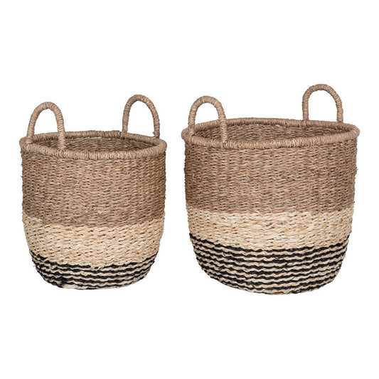 House Nordic ApS - Lima Basket - Mand in zeegras, natuur/bruin/zwart, set van 2 - Deco Delights