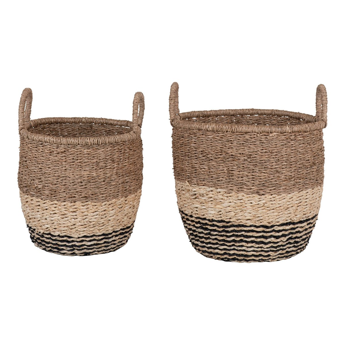 House Nordic ApS - Lima Basket - Mand in zeegras, natuur/bruin/zwart, set van 2 - Deco Delights