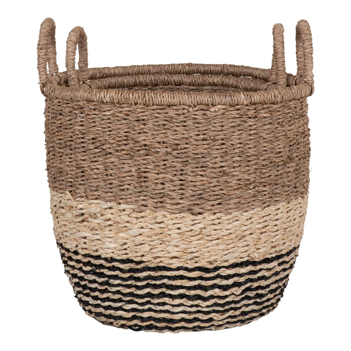 House Nordic ApS - Lima Basket - Mand in zeegras, natuur/bruin/zwart, set van 2 - Deco Delights