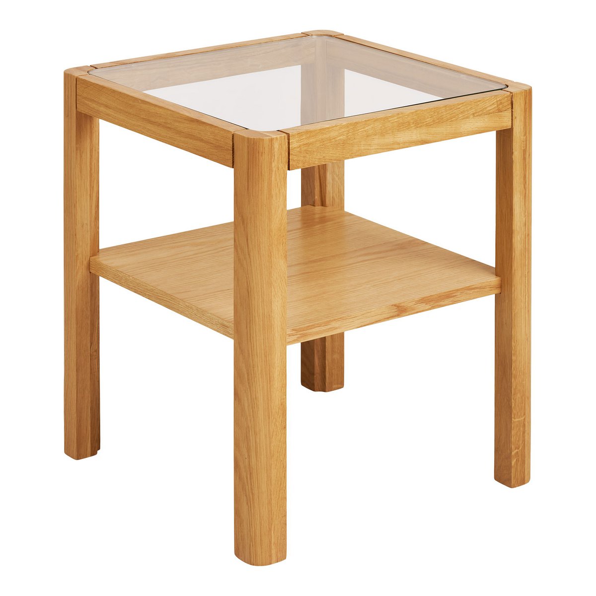 House Nordic ApS - Lourmarin Bijzettafel, eiken/eikenfineer/gehard glas, naturel, 40x40x45 cm - Deco Delights
