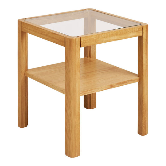 House Nordic ApS - Lourmarin Bijzettafel, eiken/eikenfineer/gehard glas, naturel, 40x40x45 cm - Deco Delights