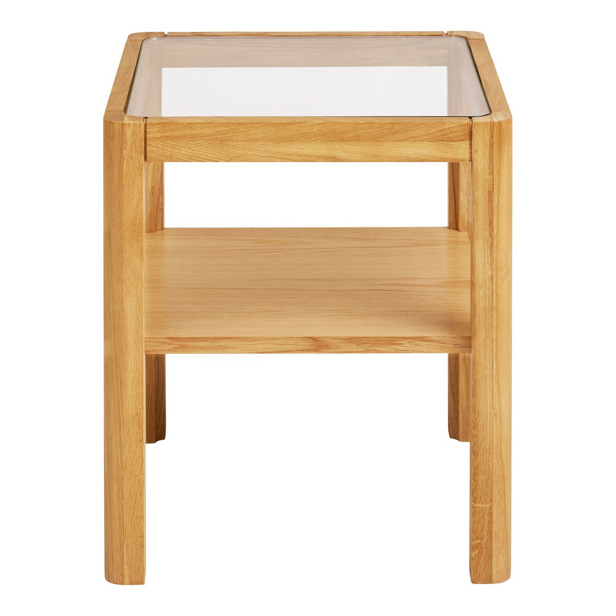 House Nordic ApS - Lourmarin Bijzettafel, eiken/eikenfineer/gehard glas, naturel, 40x40x45 cm - Deco Delights