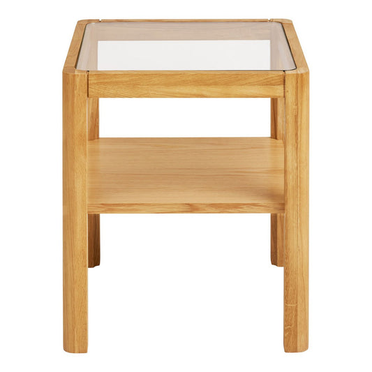 House Nordic ApS - Lourmarin Bijzettafel, eiken/eikenfineer/gehard glas, naturel, 40x40x45 cm - Deco Delights