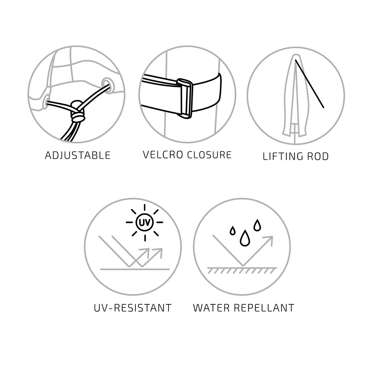 House Nordic ApS - Luxury Cover - Luxe hoes voor marktparasol, 210g/m2 600D polyester PU-gecoat, waterafstotend, zwart - Deco Delights