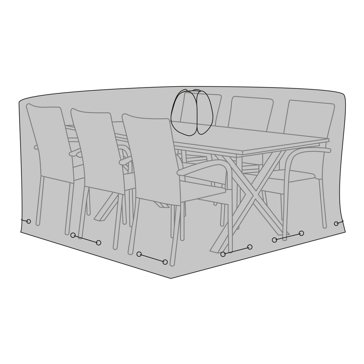 House Nordic ApS - Luxury Cover - Luxe hoes voor tafel met 6 stoelen, 210g/m2 600D polyester PU gecoat, waterafstotend, zwart - Deco Delights