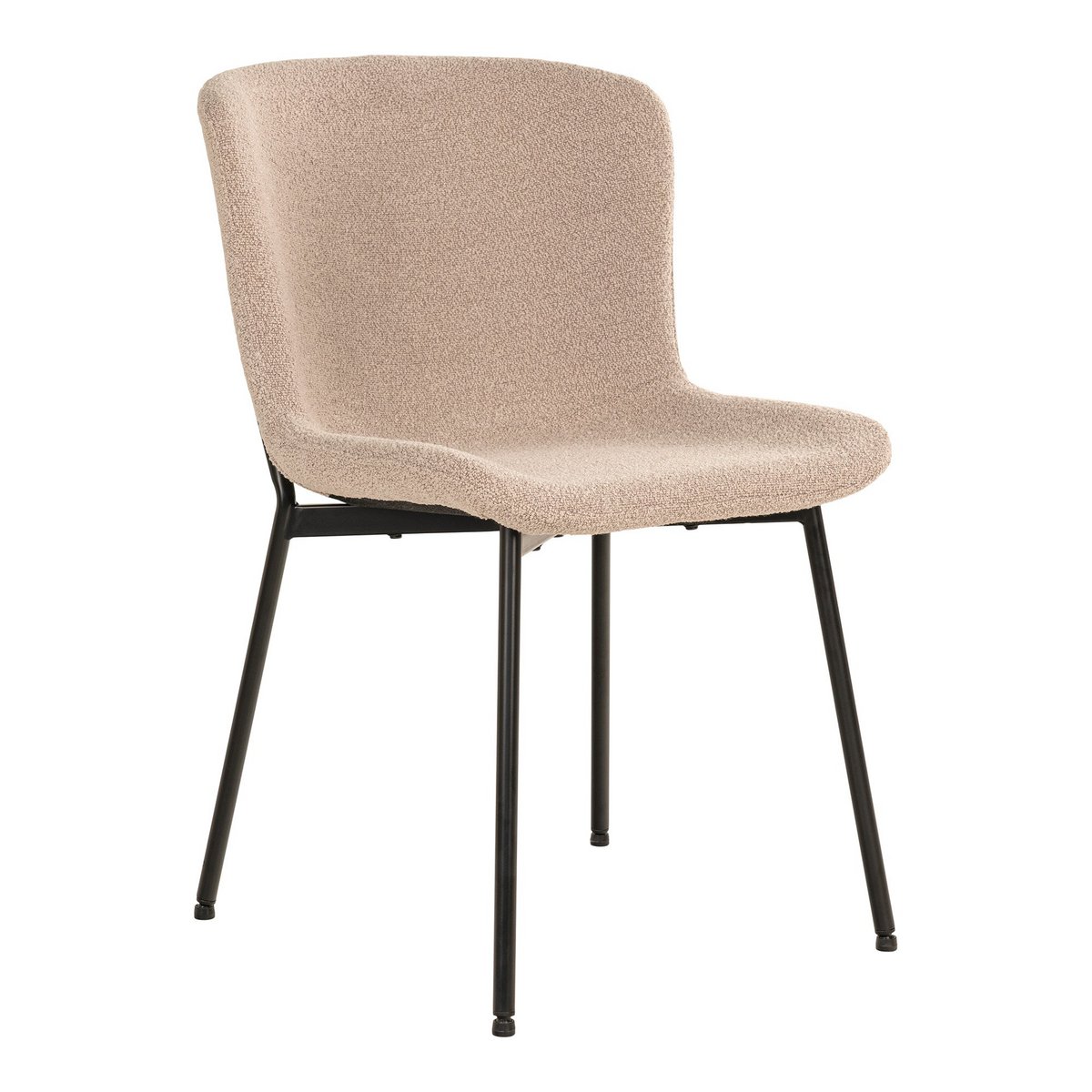 House Nordic ApS - Maceda Dining Chair - Eetkamerstoel in bouclé, beige met zwarte poten - Set van 2 - Deco Delights