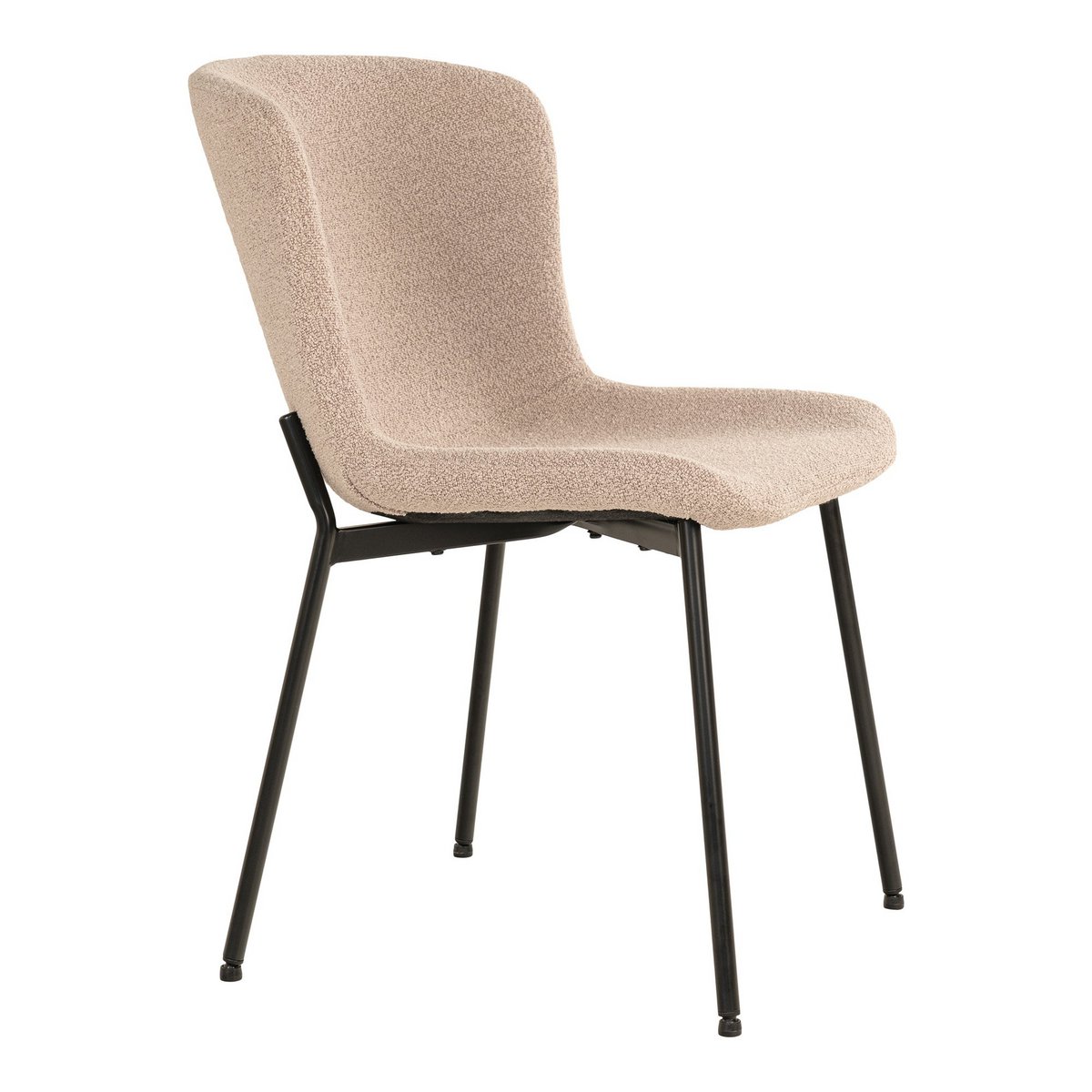 House Nordic ApS - Maceda Dining Chair - Eetkamerstoel in bouclé, beige met zwarte poten - Set van 2 - Deco Delights