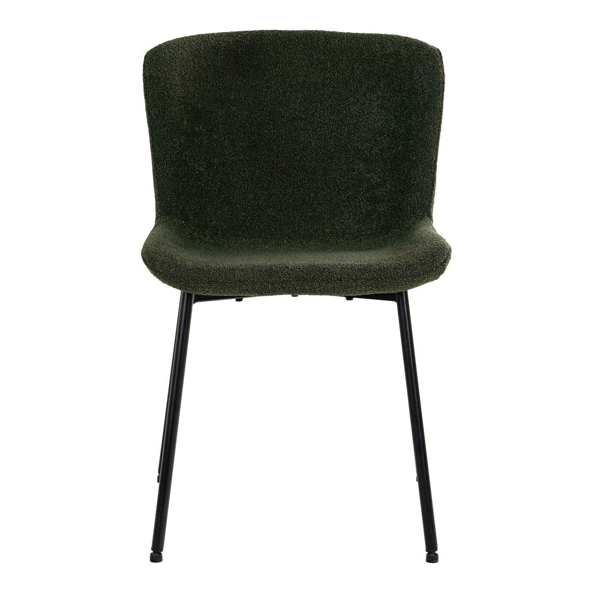 House Nordic ApS - Maceda Eetkamerstoel - Donkergroen Bouclé, Zwarte Poten - Set van 2 - Deco Delights