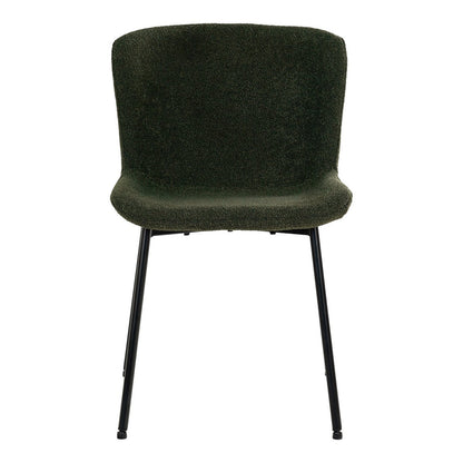House Nordic ApS - Maceda Eetkamerstoel - Donkergroen Bouclé, Zwarte Poten - Set van 2 - Deco Delights