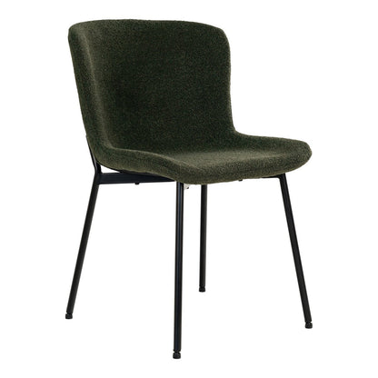 House Nordic ApS - Maceda Eetkamerstoel - Donkergroen Bouclé, Zwarte Poten - Set van 2 - Deco Delights