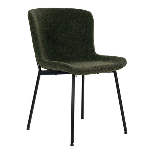 House Nordic ApS - Maceda Eetkamerstoel - Donkergroen Bouclé, Zwarte Poten - Set van 2 - Deco Delights