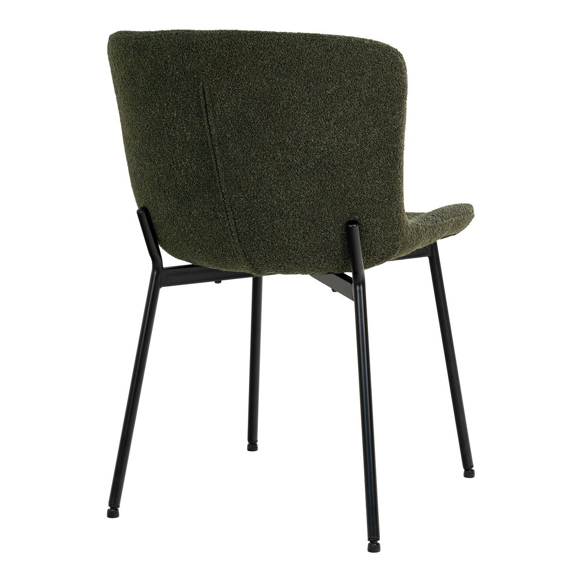 House Nordic ApS - Maceda Eetkamerstoel - Donkergroen Bouclé, Zwarte Poten - Set van 2 - Deco Delights