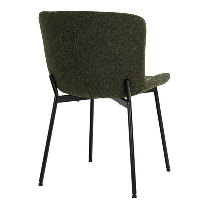House Nordic ApS - Maceda Eetkamerstoel - Donkergroen Bouclé, Zwarte Poten - Set van 2 - Deco Delights