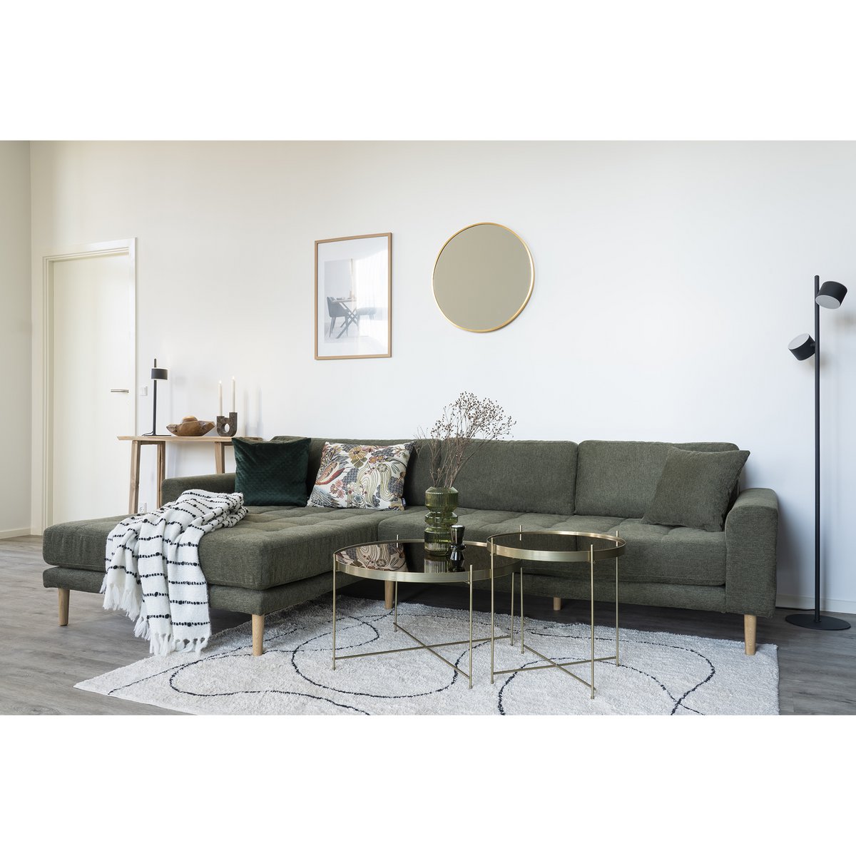 House Nordic ApS - Madrid Spiegel - Aluminium, Glas, Messing - Ø60 cm - Deco Delights