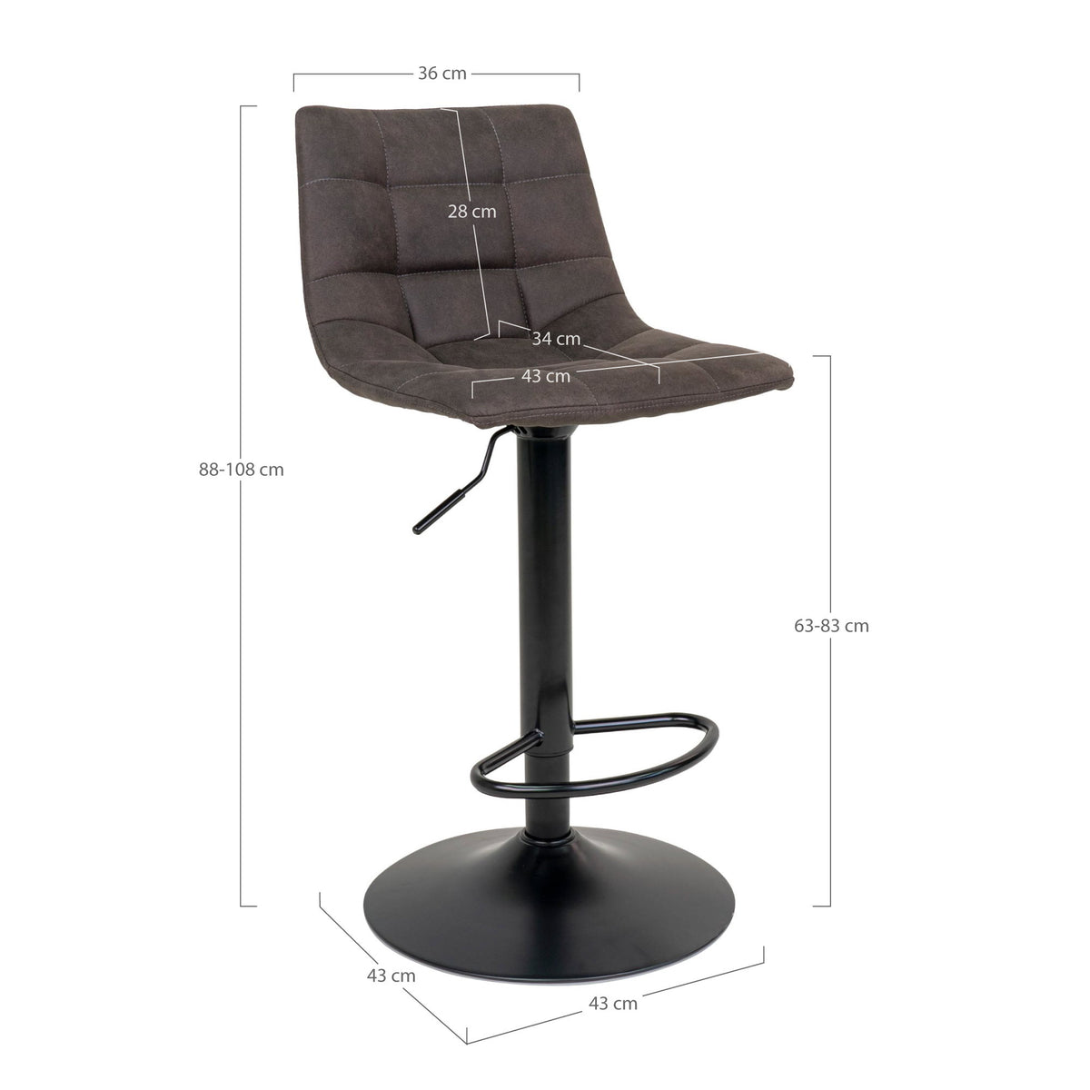 House Nordic ApS - Middelfart Barstoel Donkergrijs - Deco Delights Barkruk