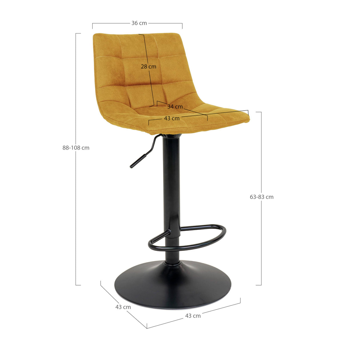 House Nordic ApS - Middelfart Barstoel Mosterdgeel - Deco Delights Barkruk