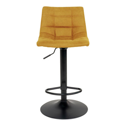 House Nordic ApS - Middelfart Barstoel - Mosterdgeel Fluweel met Zwarte Poten - set van 2 - Deco Delights
