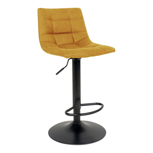 House Nordic ApS - Middelfart Barstoel - Mosterdgeel Fluweel met Zwarte Poten - set van 2 - Deco Delights