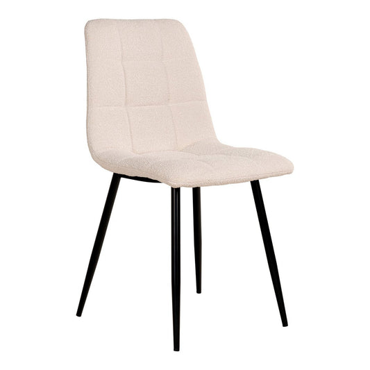 House Nordic ApS - Middelfart Dining Chair - Eetkamerstoel in bouclé, wit met zwarte poten, HN1232 - set van 2 - Deco Delights