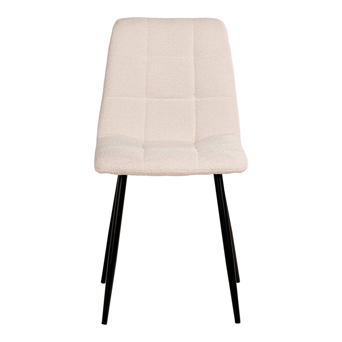 House Nordic ApS - Middelfart Dining Chair - Eetkamerstoel in bouclé, wit met zwarte poten, HN1232 - set van 2 - Deco Delights