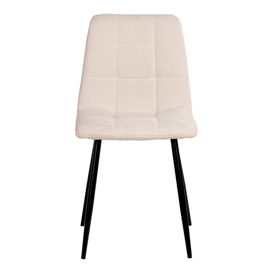 House Nordic ApS - Middelfart Dining Chair - Eetkamerstoel in bouclé, wit met zwarte poten, HN1232 - set van 2 - Deco Delights